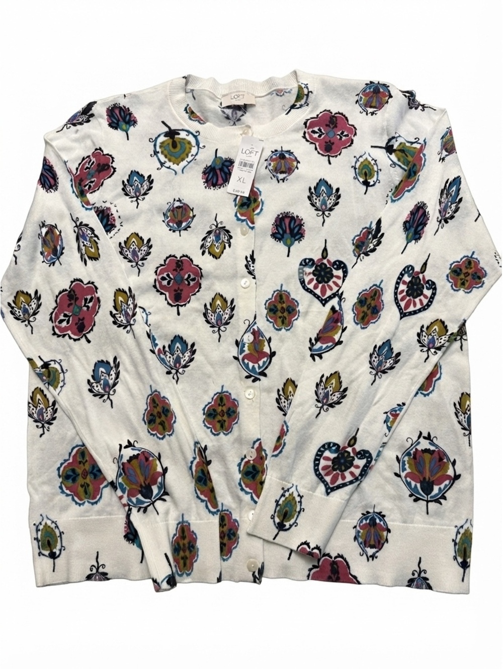 LOFT Outlet Floral Print Cardigan Button-Down Sweater Women’s Size XL NWT